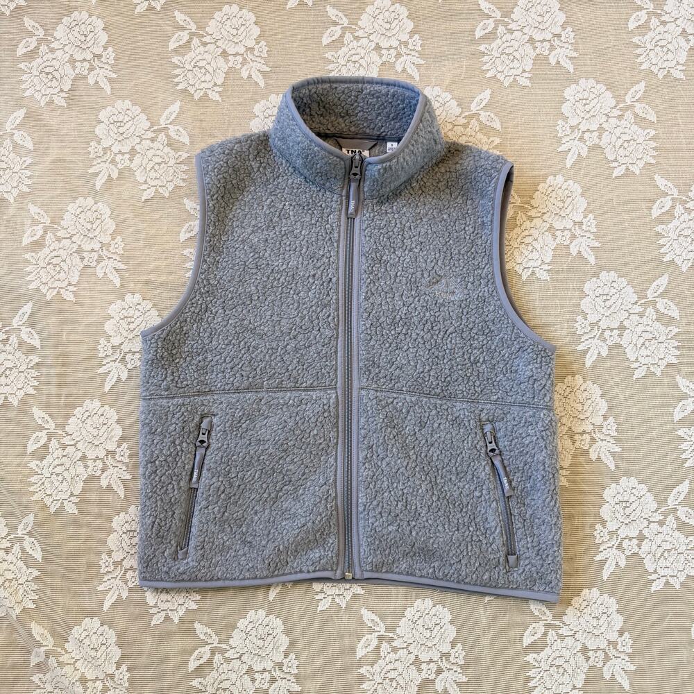 Aritzia TNA Viral Sherpa Fleece Vest Gray Size Small